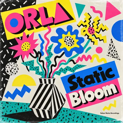 Memphis / 80s Postmodern style album cover for a fictional single: Static Bloom