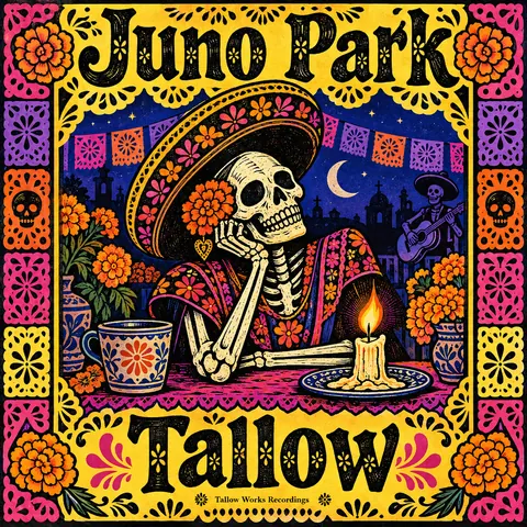 Mexican Calavera / Posada style album cover for a fictional album: Tallow