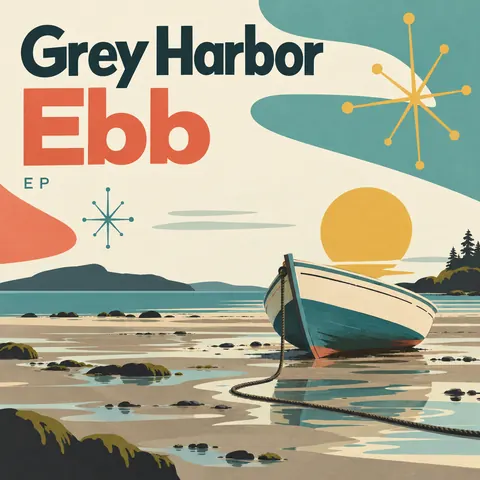 Mid-century Modern Graphic style album cover for a fictional single: Ebb