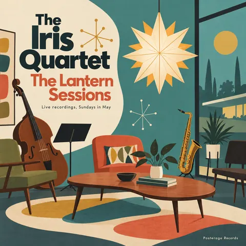 Mid-century Modern Graphic style album cover for a fictional album: The Lantern Sessions