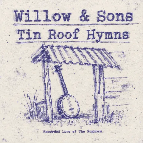 Mimeograph / Ditto Machine style album cover for a fictional album: Tin Roof Hymns