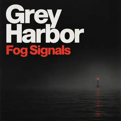 Monochrome + Single Accent style album cover for a fictional album: Fog Signals