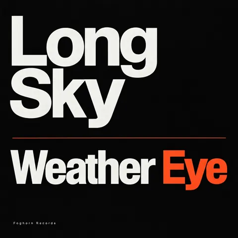 Monochrome + Single Accent style album cover for a fictional album: Weather Eye