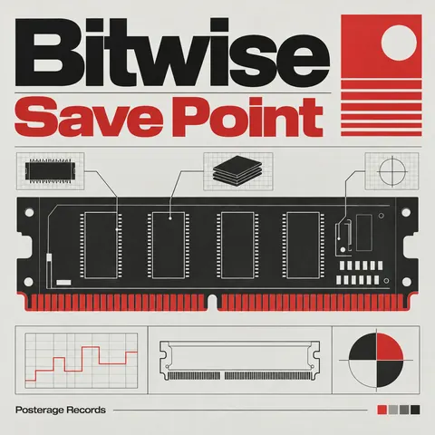NASA Worm Modernist style album cover for a fictional album: Save Point