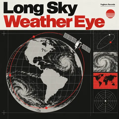 NASA Worm Modernist style album cover for a fictional album: Weather Eye