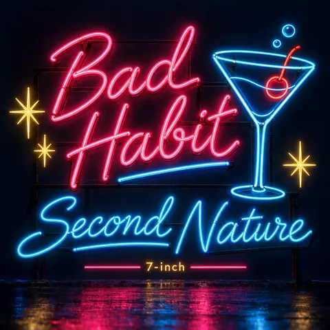 Neon Sign / Diner Americana style album cover for a fictional single: Second Nature