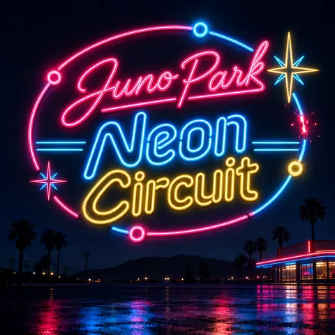 Neon Sign / Diner Americana style album cover for a fictional single: Neon Circuit