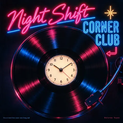Neon Sign / Diner Americana style album cover for a fictional album: Corner Club