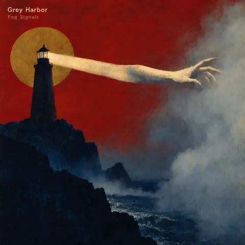 Polish Poster School style album cover for a fictional album: Fog Signals