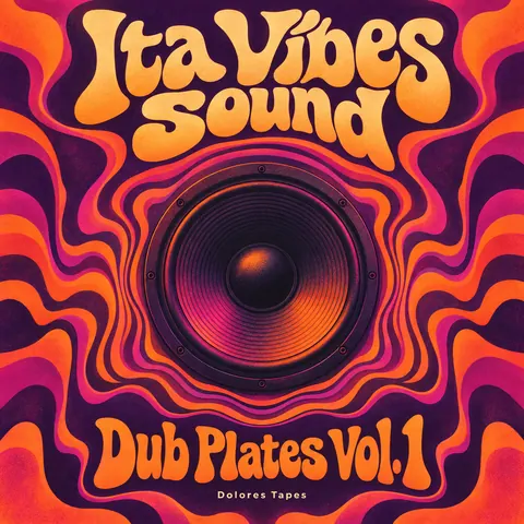 Psychedelic style album cover for a fictional album: Dub Plates Vol. 1