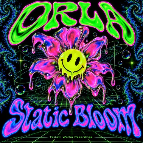 90s Rave / Acid Graphics style album cover for a fictional single: Static Bloom