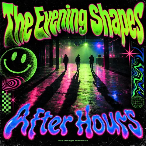 90s Rave / Acid Graphics style album cover for a fictional single: After Hours