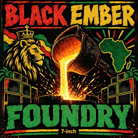 Reggae / Sound System Flyer style album cover for a fictional single: Foundry