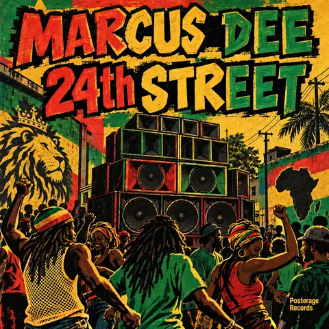 Reggae / Sound System Flyer style album cover for a fictional album: 24th Street