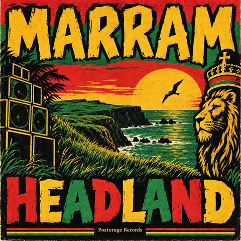 Reggae / Sound System Flyer style album cover for a fictional album: Headland