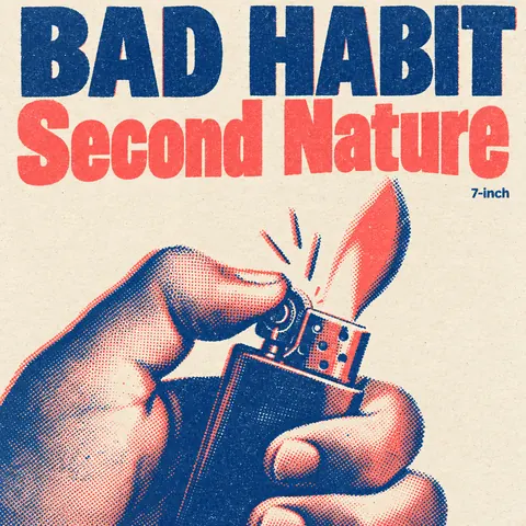 Risograph style album cover for a fictional single: Second Nature