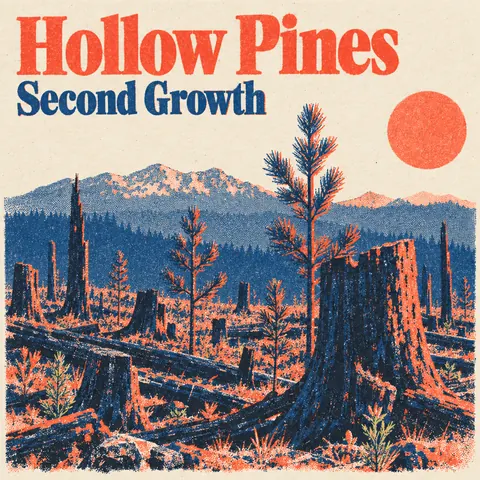 Risograph style album cover for a fictional single: Second Growth