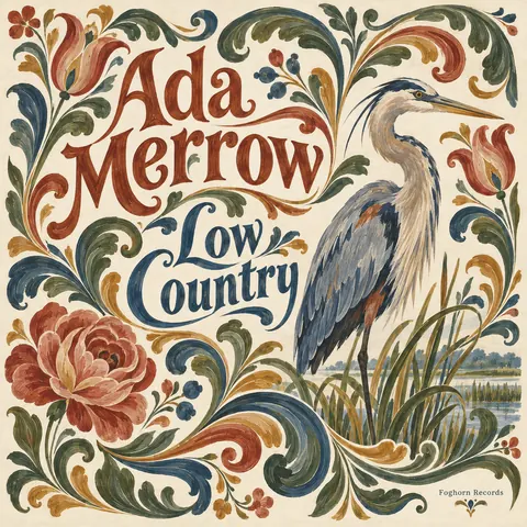 Scandinavian Folk / Rosemaling style album cover for a fictional album: Low Country