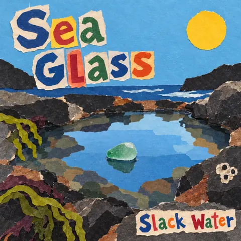 School Cutout Collage style album cover for a fictional single: Slack Water