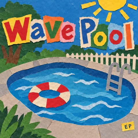School Cutout Collage style album cover for a fictional single: Shallow End