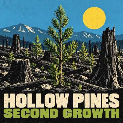 Screenprint Pop style album cover for a fictional single: Second Growth