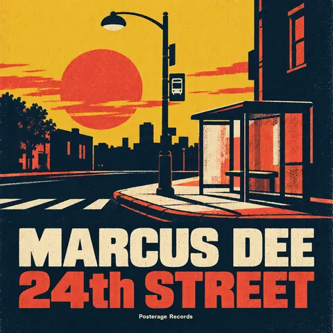 Screenprint Pop style album cover for a fictional album: 24th Street