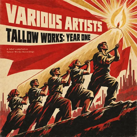 Soviet Propaganda style album cover for a fictional album: Tallow Works: Year One