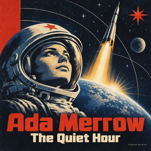 Soviet Space Programme style album cover for a fictional album: The Quiet Hour