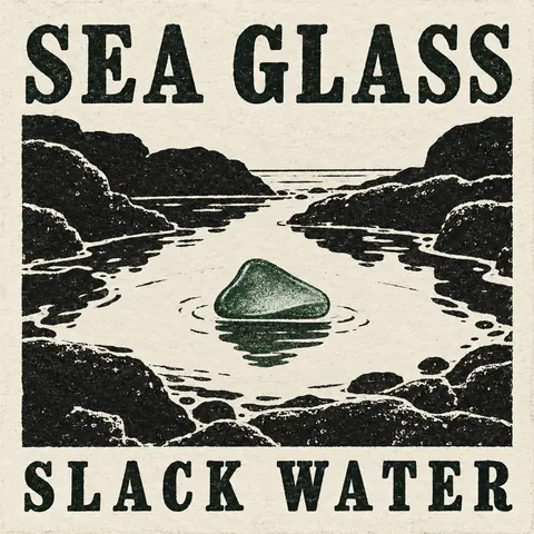 Stamp / Letterpress (Modernised) style album cover for a fictional single: Slack Water