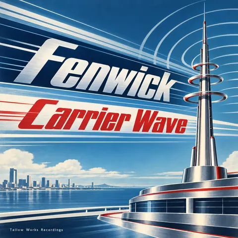 Streamline Moderne style album cover for a fictional album: Carrier Wave