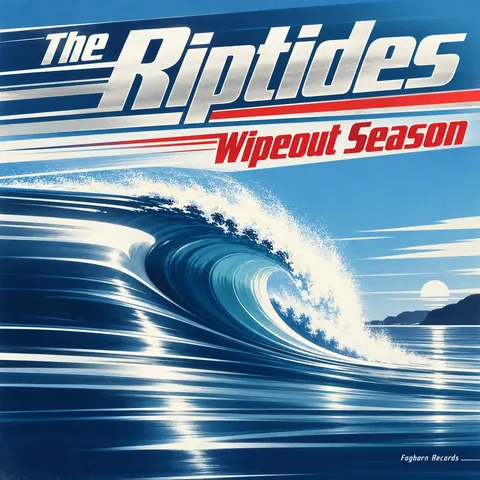 Streamline Moderne style album cover for a fictional album: Wipeout Season