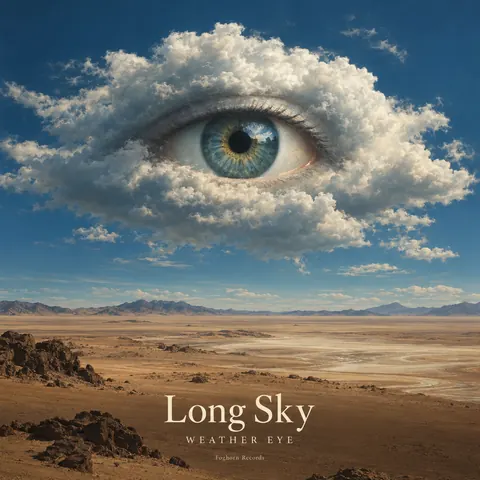 Surrealist style album cover for a fictional album: Weather Eye