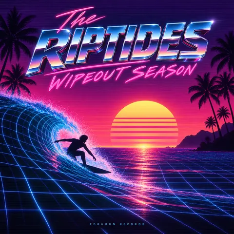Synthwave / Retrowave style album cover for a fictional album: Wipeout Season