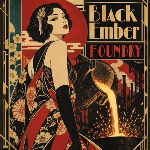 Taisho Modern / Japanese 1920s style album cover for a fictional single: Foundry