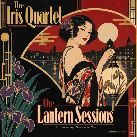 Taisho Modern / Japanese 1920s style album cover for a fictional album: The Lantern Sessions