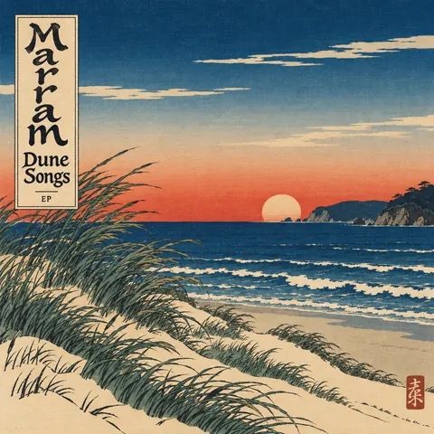 Ukiyo-e / Japanese Woodblock style album cover for a fictional single: Dune Songs