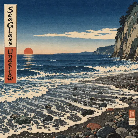 Ukiyo-e / Japanese Woodblock style album cover for a fictional album: Undertow