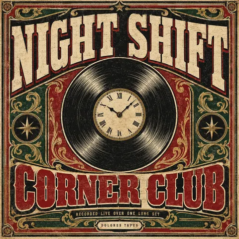 Victorian Broadside style album cover for a fictional album: Corner Club