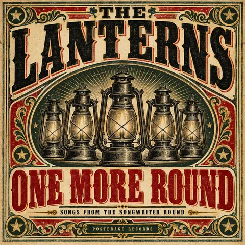 Victorian Broadside style album cover for a fictional album: One More Round