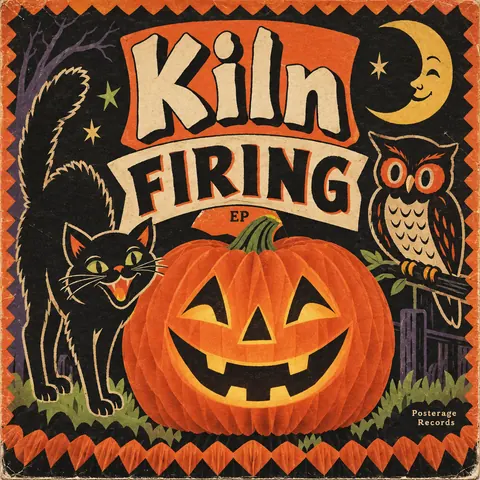 Vintage Halloween style album cover for a fictional single: Firing
