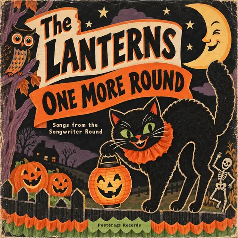 Vintage Halloween style album cover for a fictional album: One More Round