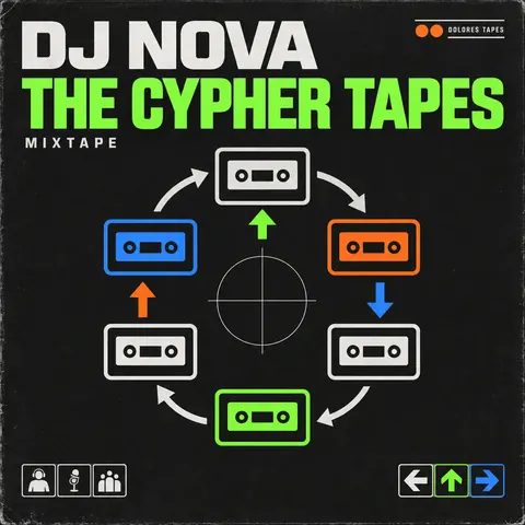 Wayfinding / Signage style album cover for a fictional album: The Cypher Tapes