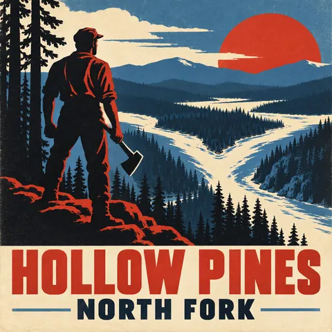 WPA / New Deal style album cover for a fictional album: North Fork