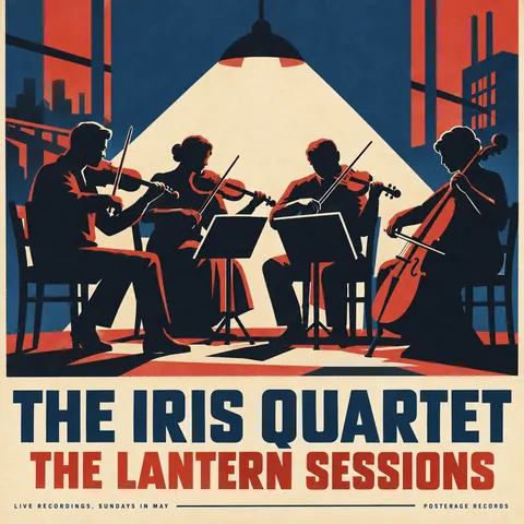 WPA / New Deal style album cover for a fictional album: The Lantern Sessions