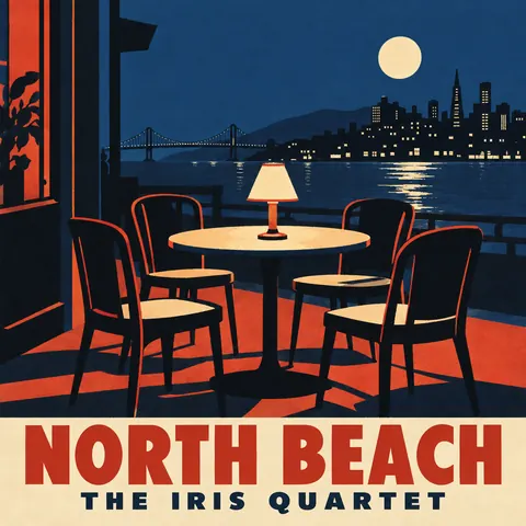 WPA / New Deal style album cover for a fictional album: North Beach