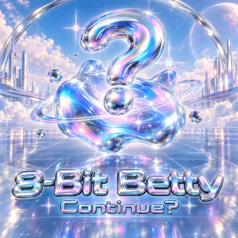 Y2K Chrome style album cover for a fictional single: Continue?