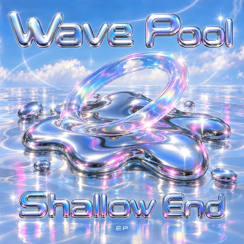 Y2K Chrome style album cover for a fictional single: Shallow End
