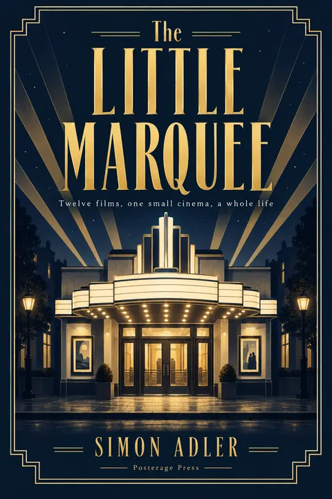 Art Deco style book cover for a fictional fiction: The Little Marquee