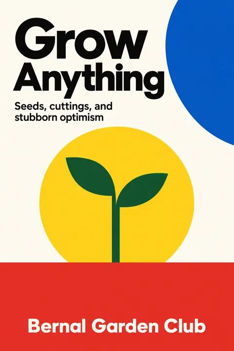Bauhaus style book cover for a fictional nonfiction: Grow Anything