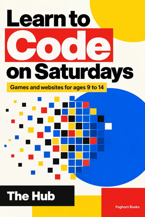 Bauhaus style book cover for a fictional nonfiction: Learn to Code on Saturdays